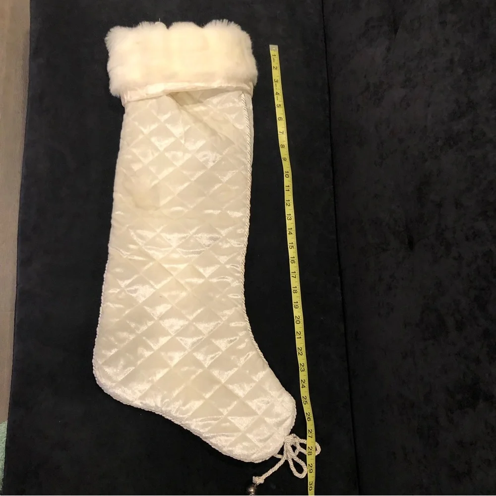 Large White Quilted Christmas Stocking